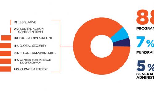 A graphic showing 88 percent of revenue going to programs