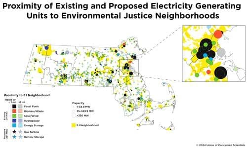 Proximity of power stations to EJ neighborhoods.